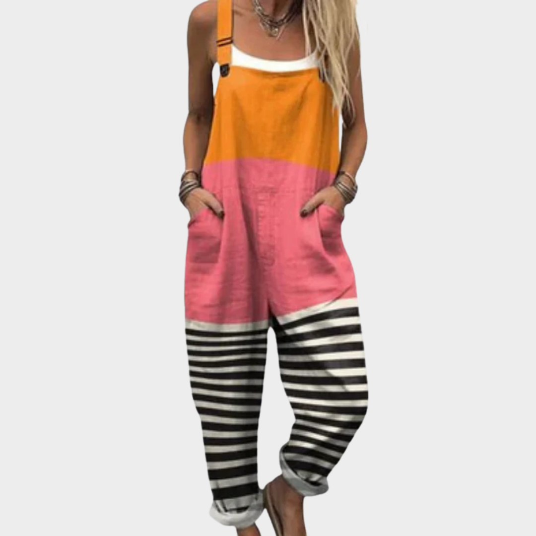 Leinen-Jumpsuit mit Blumenmuster