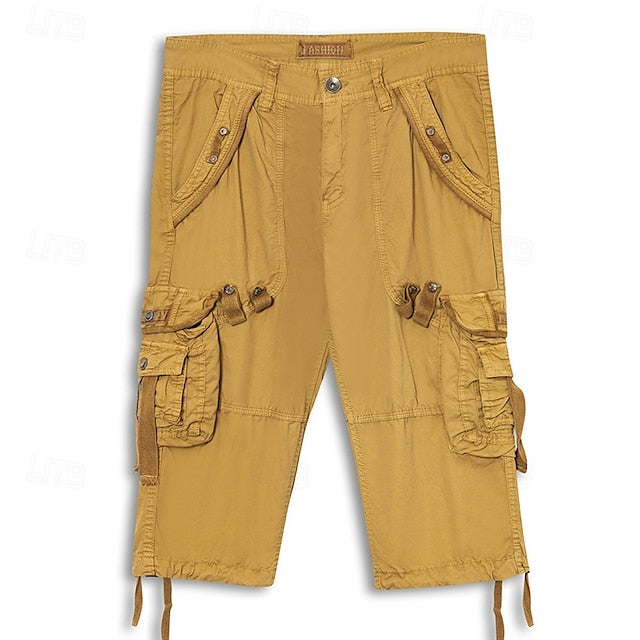 Herren unifarbene Cargo-Shorts mit mehreren Taschen