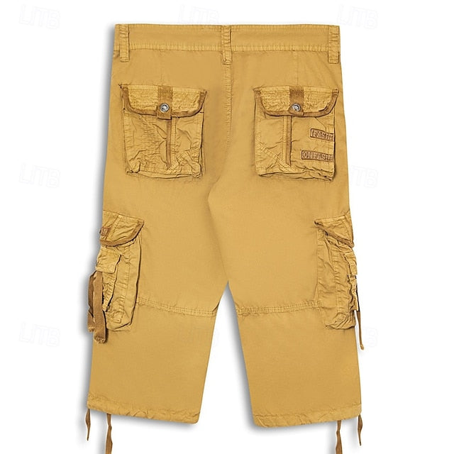 Herren unifarbene Cargo-Shorts mit mehreren Taschen