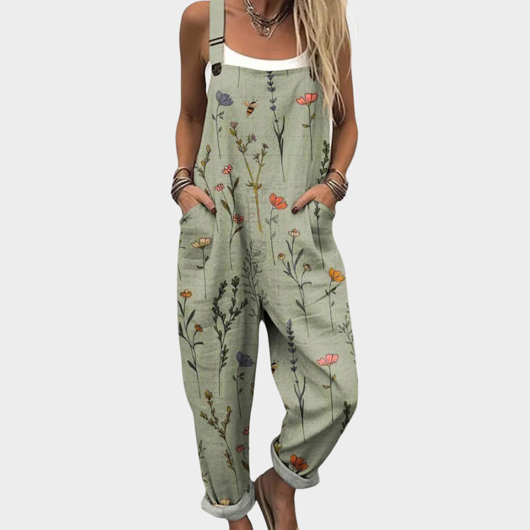 Leinen-Jumpsuit mit Blumenmuster