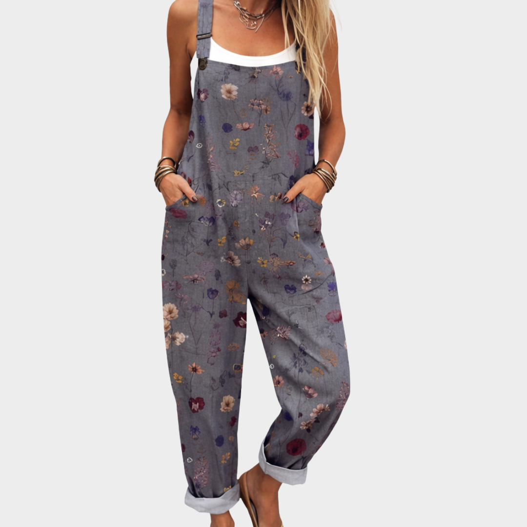 Leinen-Jumpsuit mit Blumenmuster