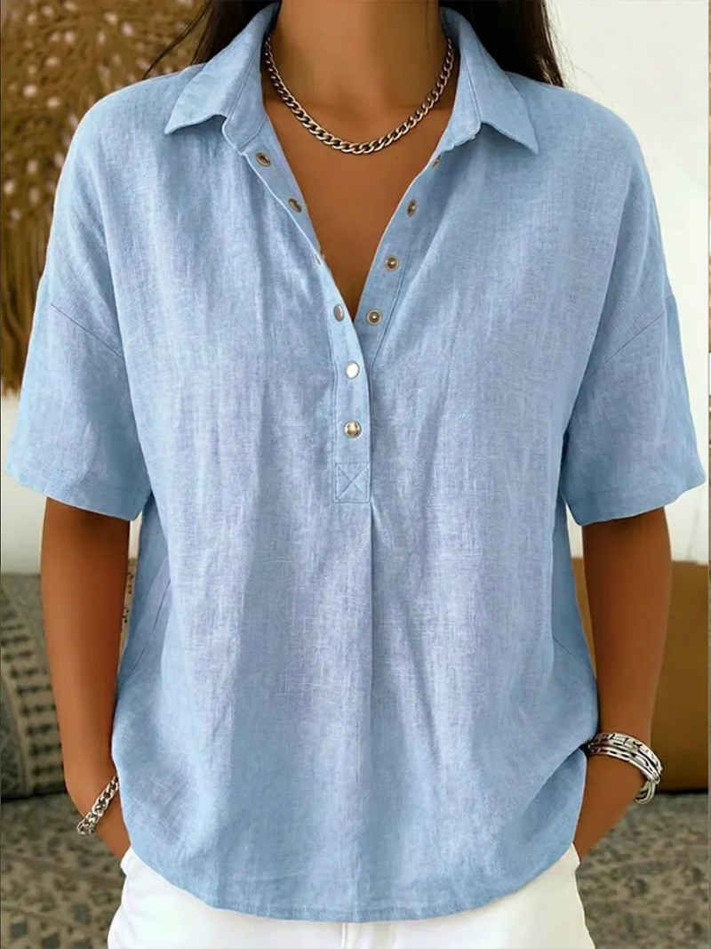 Bluse mit Kragen und Knopfleiste (1 kaufen, 1 GRATIS dazu)