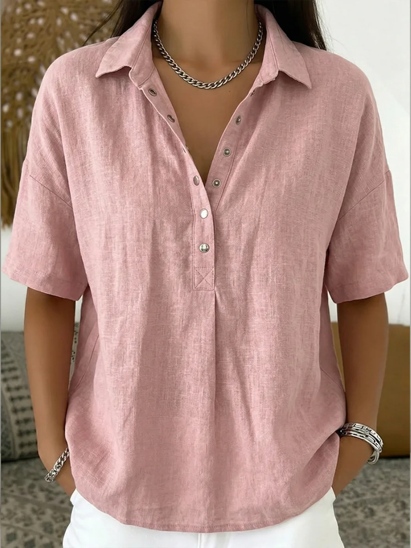Bluse mit Kragen und Knopfleiste (1 kaufen, 1 GRATIS dazu)
