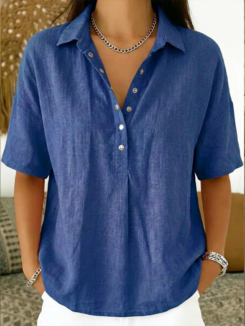 Bluse mit Kragen und Knopfleiste (1 kaufen, 1 GRATIS dazu)