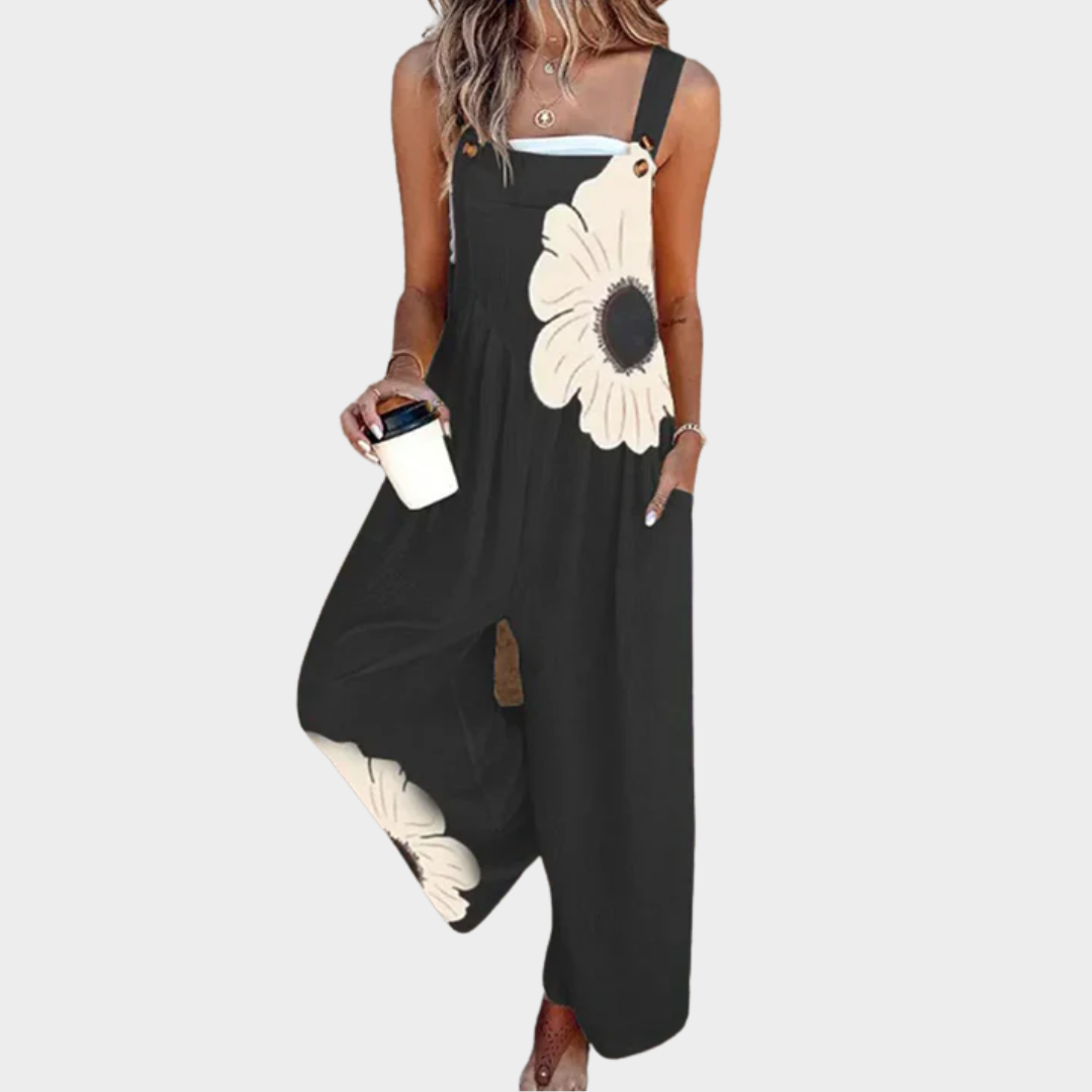 Leinen-Jumpsuit mit Blumenmuster
