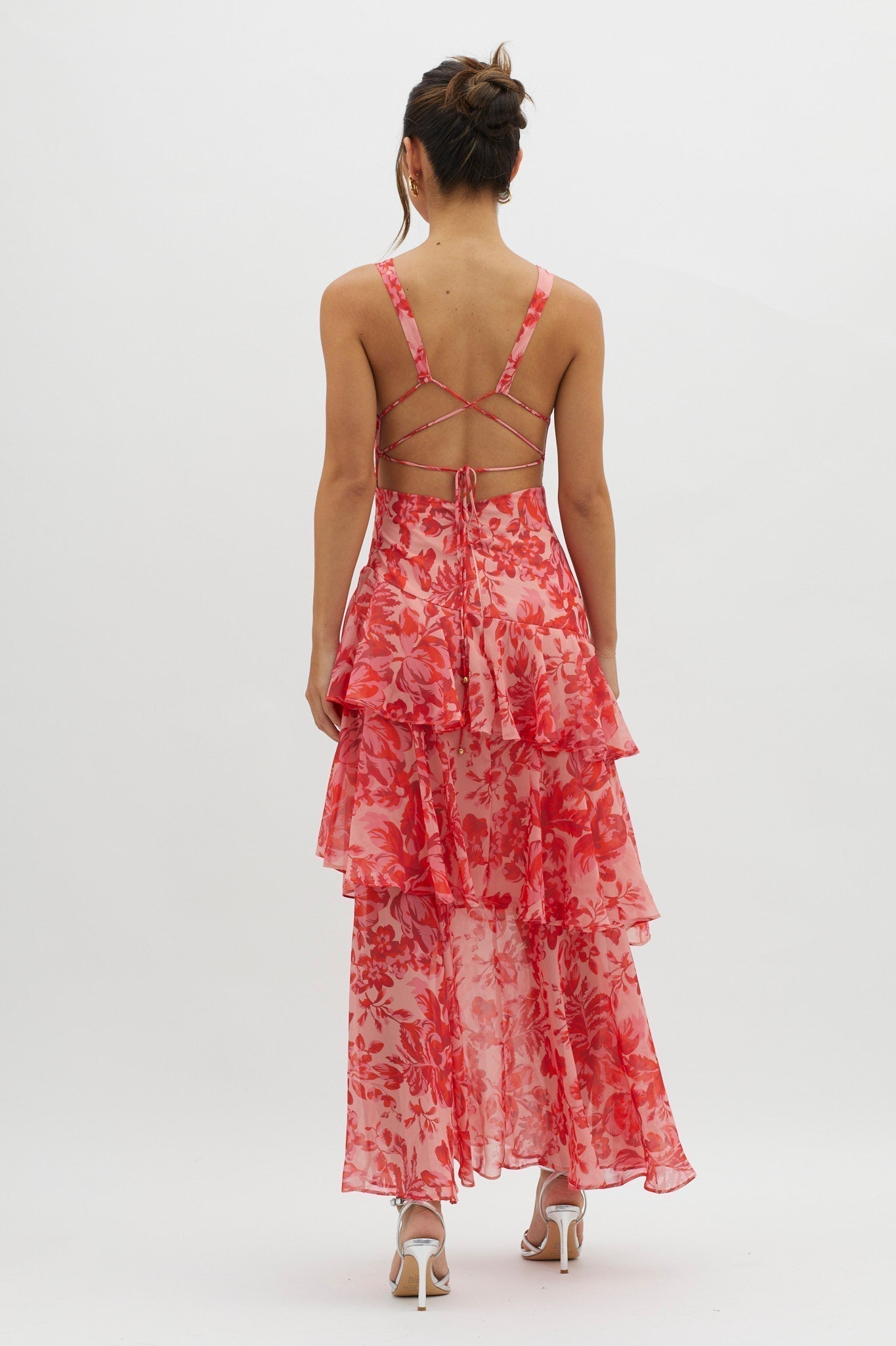 Florales Volant Maxi Kleid