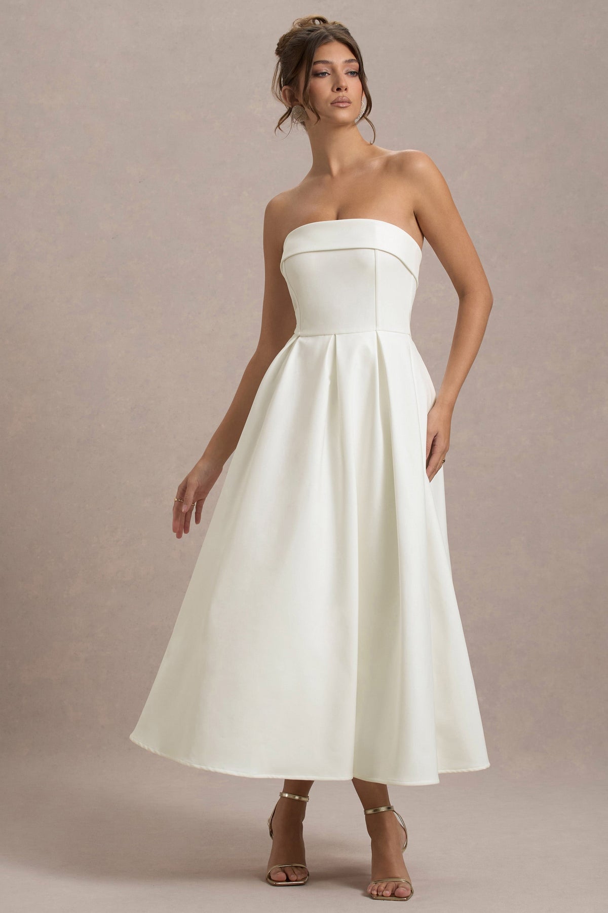 Stilvolles Midi-Kleid mit Schulterfreiem Ausschnitt