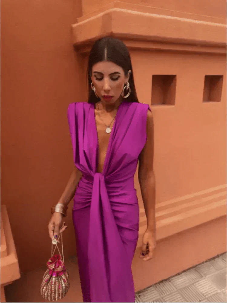 Elegantes Drapé-Kleid mit Taillenband