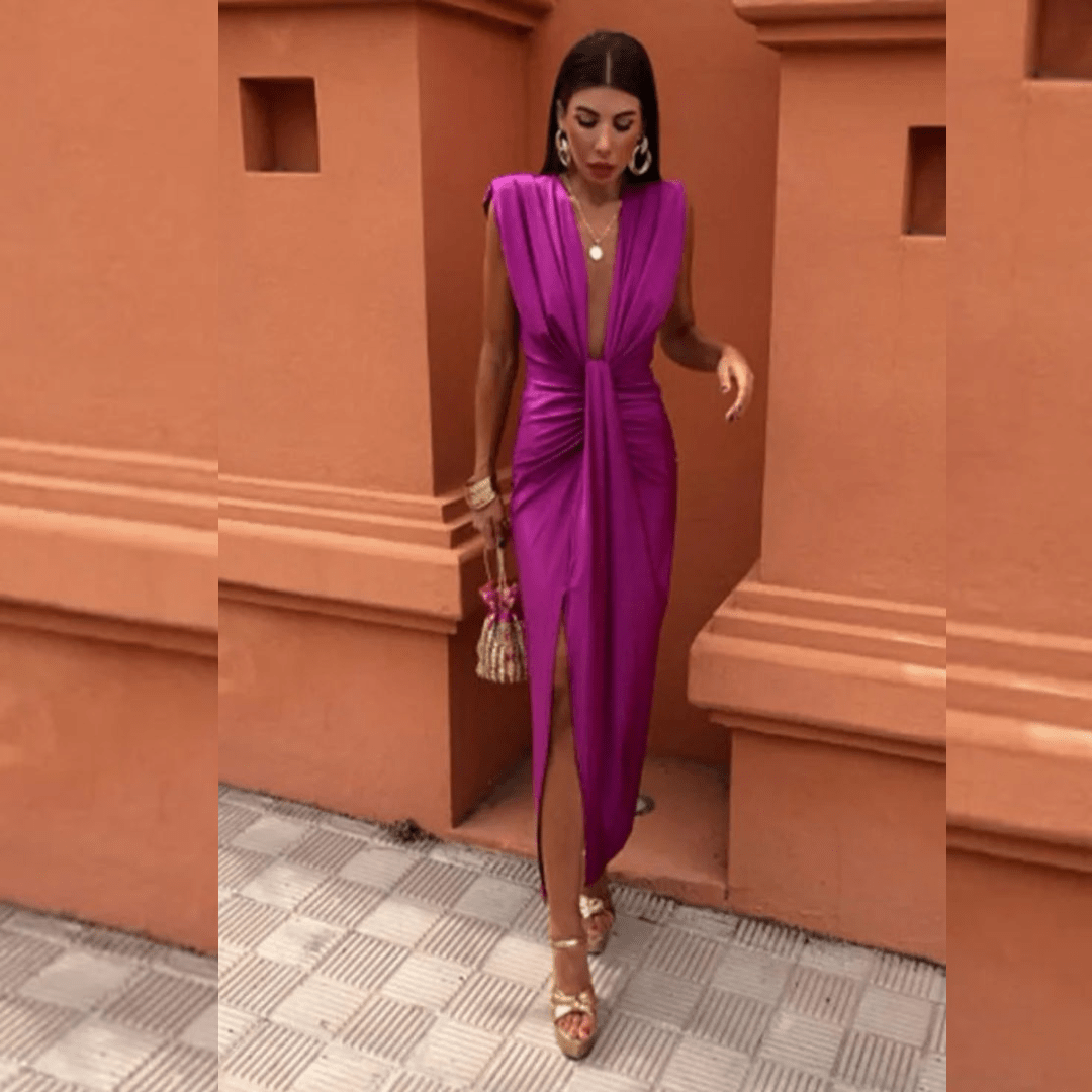 Elegantes Abendkleid mit tiefem V-Ausschnitt